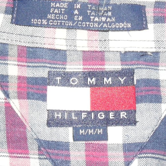 Tommy Hilfiger Mens 100% Cotton Red White & Blue Checkered Shirt - Picture 8 of 10